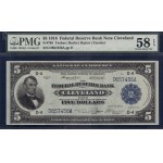 United States of America. 1918 5 Dollars Federal Reserve Note Cleveland