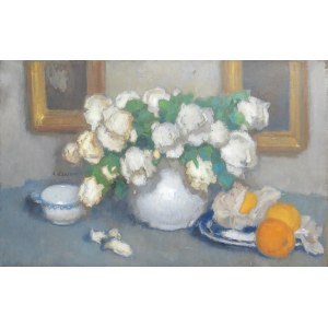 Alfons KARPIŃSKI (1875-1961), Białe róże i pomarańcze