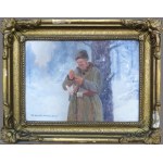 Wiktor KORECKI (1890-1980), Zimowy pejzaż z myśliwym
