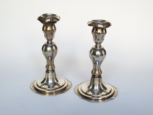 Pair of silver candlesticks by Charles Philip Malcz, 1861