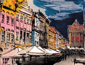 Tetiana OCHEREDKO (b. 1985), Old Market in Poznań, 2025