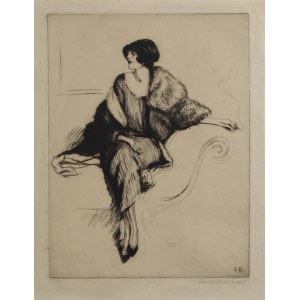 Lewis BAUMER (1870-1963), Dama w futrze z papierosem, lata '20-30 XX w.