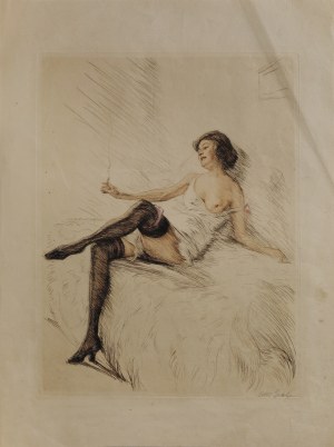 Otto GOETZE (1868-1931), Lady undressed with cigarette, 1920s.