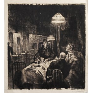 [Pod wpływem Bruno Schulza] Wolfgang BREUER (1895-1927), Kobieta i dwaj mężczyźni w kawiarni, 1919