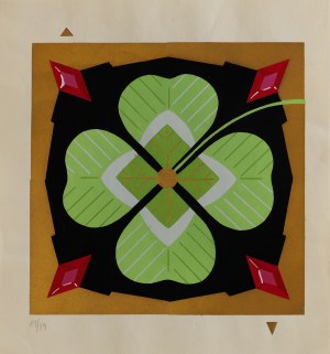 AN UNKNOWN artist (19th/20th century), Four-leaf clover with four rubies, 1920s-30s.