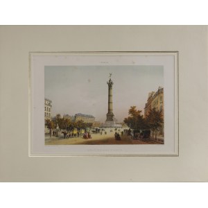 Jules ARNOUT (1814-1868), Paryż - Plac Bastylii, (tyt.oryg.: „Colonne de Juillet & Place de la Bastille”), lata '40-50 XIX w.