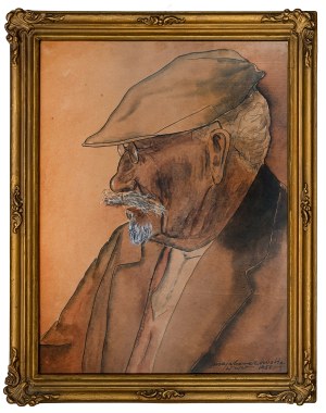 Maja Berezowska, Portrait of an Older Man in a Helmet, 1956