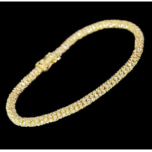 14K YELLOW GOLD TENNIS BRACELET WITH ROUND BRILLIANT-CUT LAB-GROWN DIAMONDS