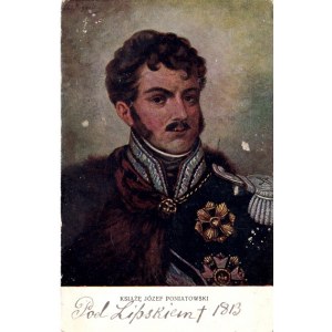 POCZTÓWKA. KSIĄŻĘ JÓZEF PONIATOWSKI. POD LIPSKIEM 1813.