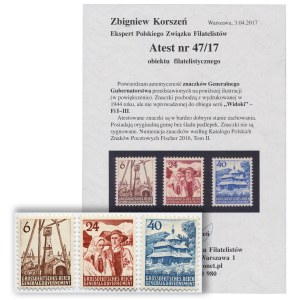 General Government, Views stamps (3pcs) - Atest Zbigniew Korszeń