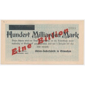 Otmuchow [Ottmachau], Sugar factory, 1 trillion marks - reprinted from 100 billion mk 1923