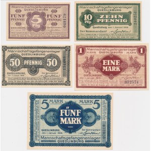 Camp Quedlinburg, 5 fenigs - 5 marks 1916 - set (5pcs)
