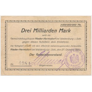 Sobięcin [Nieder Hermsdorf], 3 billion marks 1923