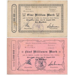 Ińsko [Nörenberg], 1 i 5 mln marek 1923 - zestaw (2szt)