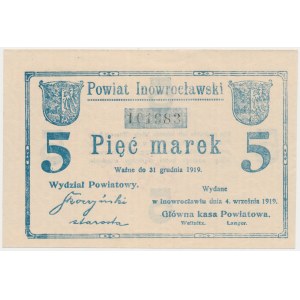 Inowrocław, 5 marks 1919 - EINGELÖST stamp on the reverse only
