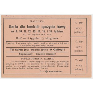 Galicja, Karta kontroli spożycia kawy 1916