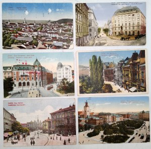 Lviv - Lemberg - Akademicka Street, Savings Bank and Bank of Poland [ K.U.K. Lemberg, Military Censorship ].