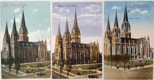 Lviv - Lemberg - St. Elizabeth's Church - 1916 - 3 variants of the post card [ K.U.K. Lemberg, Military Censorship ].