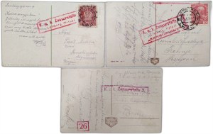 Lviv - Lemberg - St. Elizabeth's Church - 1916 - 3 variants of the post card [ K.U.K. Lemberg, Military Censorship ].
