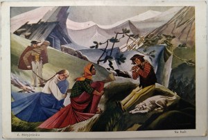Zofia Stryjeńska - In the Hall, published by Galerja Polska, Kraków [ Polish Red Cross stamp ].