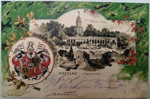 Breslau - Liebichshohe - Breslau - Belvedere - embossed card circa 1900 [ City coat of arms ].
