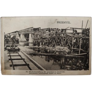 Przemyśl - odbudowa zniszczonego mostu na Sanie - 1916 rok [ Pieczęć K.U.K.]