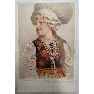 Panna Młoda Łowiczanka - wg. P. Stachiewicz, ok. 1930 [ Stroje ludowe, Łowicz ]