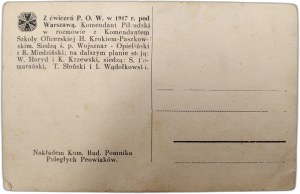 Patriotic Postcard, Polish Legions, - From P.O.W. exercises in 1917 near Warsaw