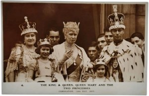 The King & Queen, Queen Mary and the two Princesses [ Photograph on postcard paper].