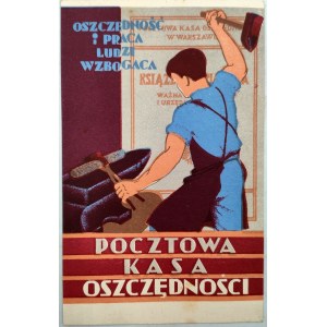 Pocztówka - Pocztowa Kasa Oszczędności - Oszczędność i praca ludzi wzbogaca - PKO, ca. 1930
