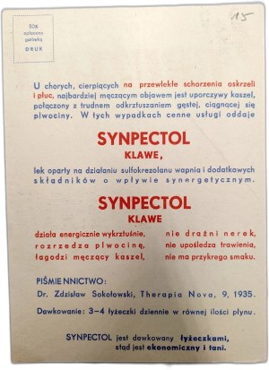 Advertising print - Klawe Company -Synpectol - drug for tuberculosis, Art lithography W. Główczewski Warsaw [ Pharmaceutical drugs].
