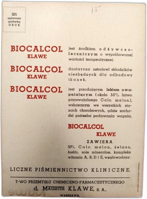 Advertising printing - Klawe companies - Biocalcol - printing Zaklady Graf. M. Więckowski., Warsaw - [ Pharmaceutical drugs].
