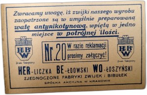Advertising print - Cigarette Glyzes, HERBEWO company - Factory of Tutek and Glyzes , Cracow ca. 1920.