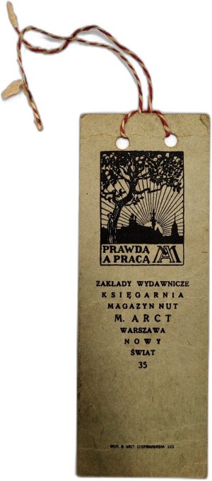 Advertising print of M. Arct's Bookstore in Warsaw - card bookmark - , printed by M. Arct, Warsaw 1930s