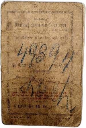 SINGER - Booklet of repayments - list of check marks, Krakow 1911