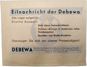 Advertising print of the DEBEWA company - Stettin [ Szczecin ] ca. 1920.