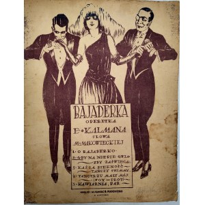 Okładka nut - Bajaderka Operetka E. Kalmana, nakład B. Rudzicki. ok. 1920