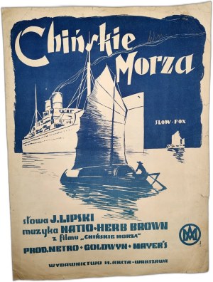 Notes - From the film Chinese Seas - produced by Goldwyn Mayer's Metro , Warsaw 1935