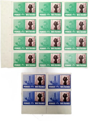 Two sheets of stamps - Aid to Vietnam - 1 zloty and 5 zloty - 16 stamps
