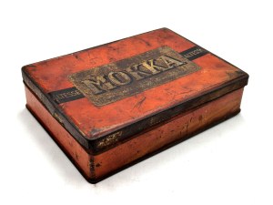 Mokka Altesse cigarette tin , Cracow period of the Second Polish Republic [ advertisement ].