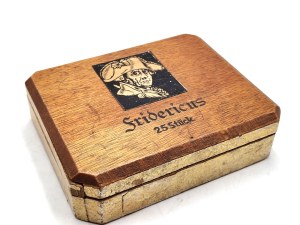Fridericus - 25 stuck - wooden cigarette box - 1st half of the 20th century [ advertisement ].