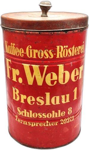 [Breslau ] Kaffee Gross Rosterei - Fr. Weber - Breslau - Store coffee can - Breslau before 1939