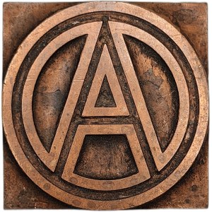 Matryca drukarska / tłok drukarski / pieczęć - monogram AO [ drukarstwo, księgarstwo, introligatorstwo]
