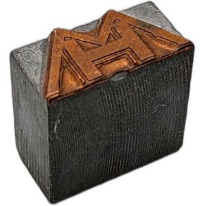 Matryca drukarska / tłok drukarski / pieczęć - monogram MH [ drukarstwo, księgarstwo, introligatorstwo]