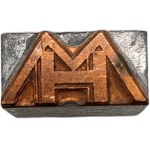 Matryca drukarska / tłok drukarski / pieczęć - monogram MH [ drukarstwo, księgarstwo, introligatorstwo]