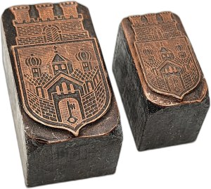 Printing matrix / printing piston / seal - coat of arms of the city of Recklinghausen - [ printing, bookselling, bookbinding ].