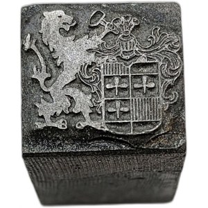 Matryca drukarska / tłok drukarski / pieczęć - herb miasta - [ drukarstwo, księgarstwo, introligatorstwo]