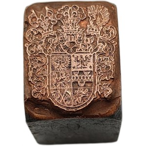 Matryca drukarska / tłok drukarski / pieczęć - herb szlachecki - [ drukarstwo, księgarstwo, introligatorstwo]