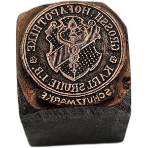 Matryca drukarska / tłok drukarski / pieczęć - Apteka Dworska Karlsruhe (Hof-Apotheke Karlsruhe ) - [ drukarstwo, księgarstwo, introligatorstwo]