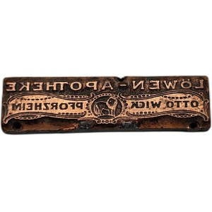 Matryca drukarska / tłok drukarski / pieczęć - Apteka Lwa (Lowen - Apotheke Pforzheim ) - [ drukarstwo, księgarstwo, introligatorstwo]